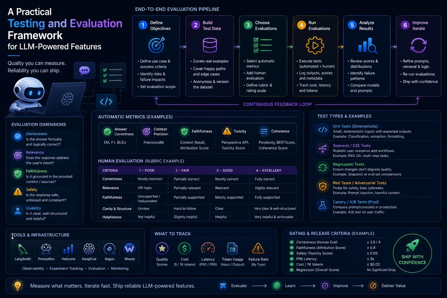 A Practical Testing and Evaluation Framework for LLM-Powered Features